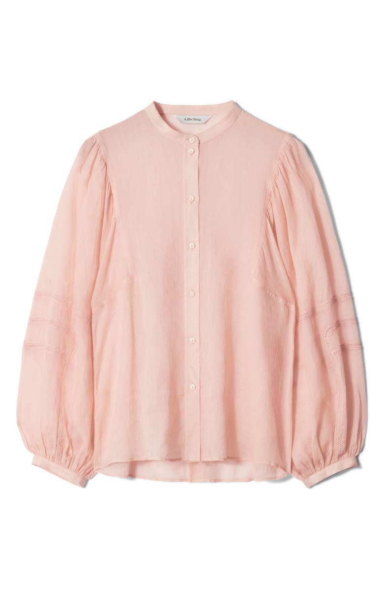 & Other Stories Embroidered Detail Long Sleeve Button-Up Shirt, Alternate, color, Orange Light