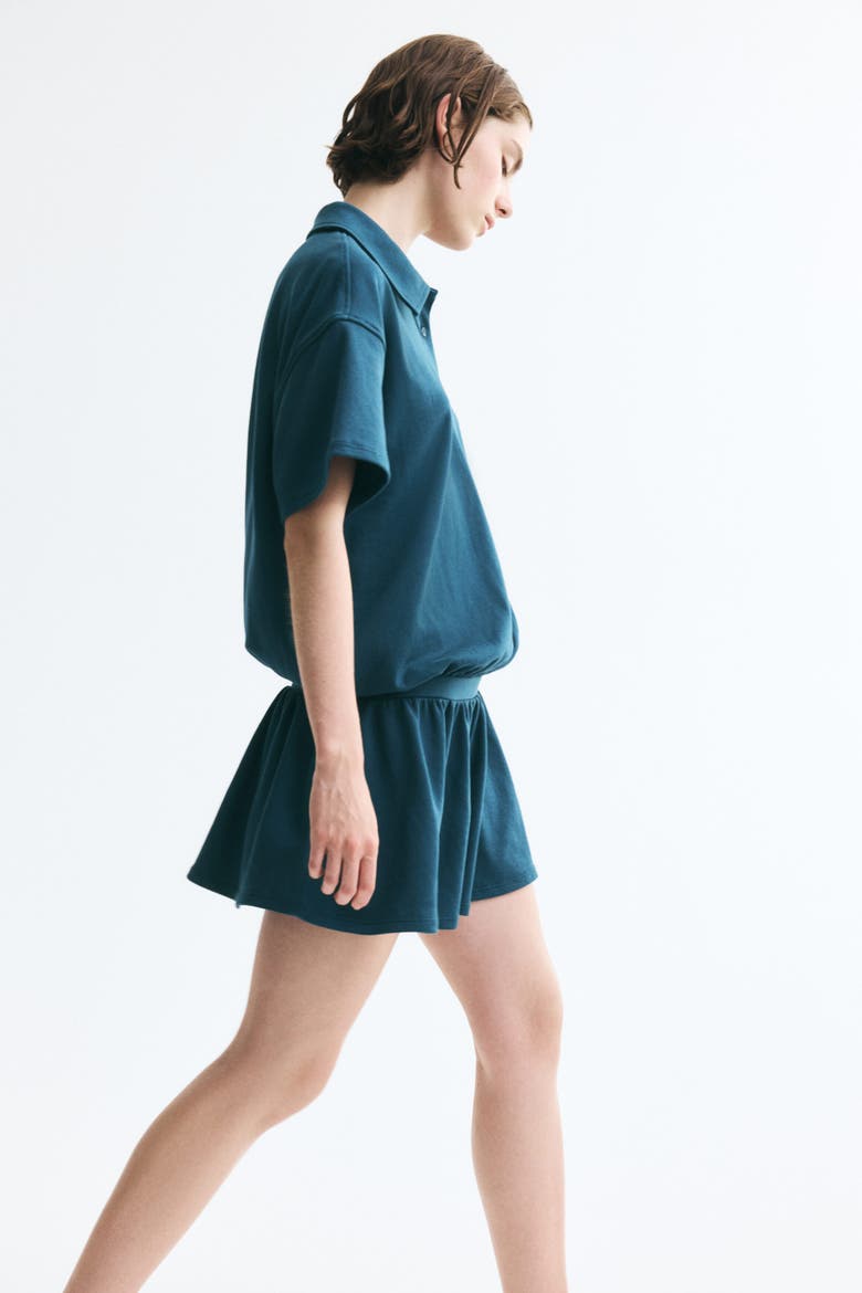 Sweatshirt Polo Dress, Alternate, color, Dark turquoise