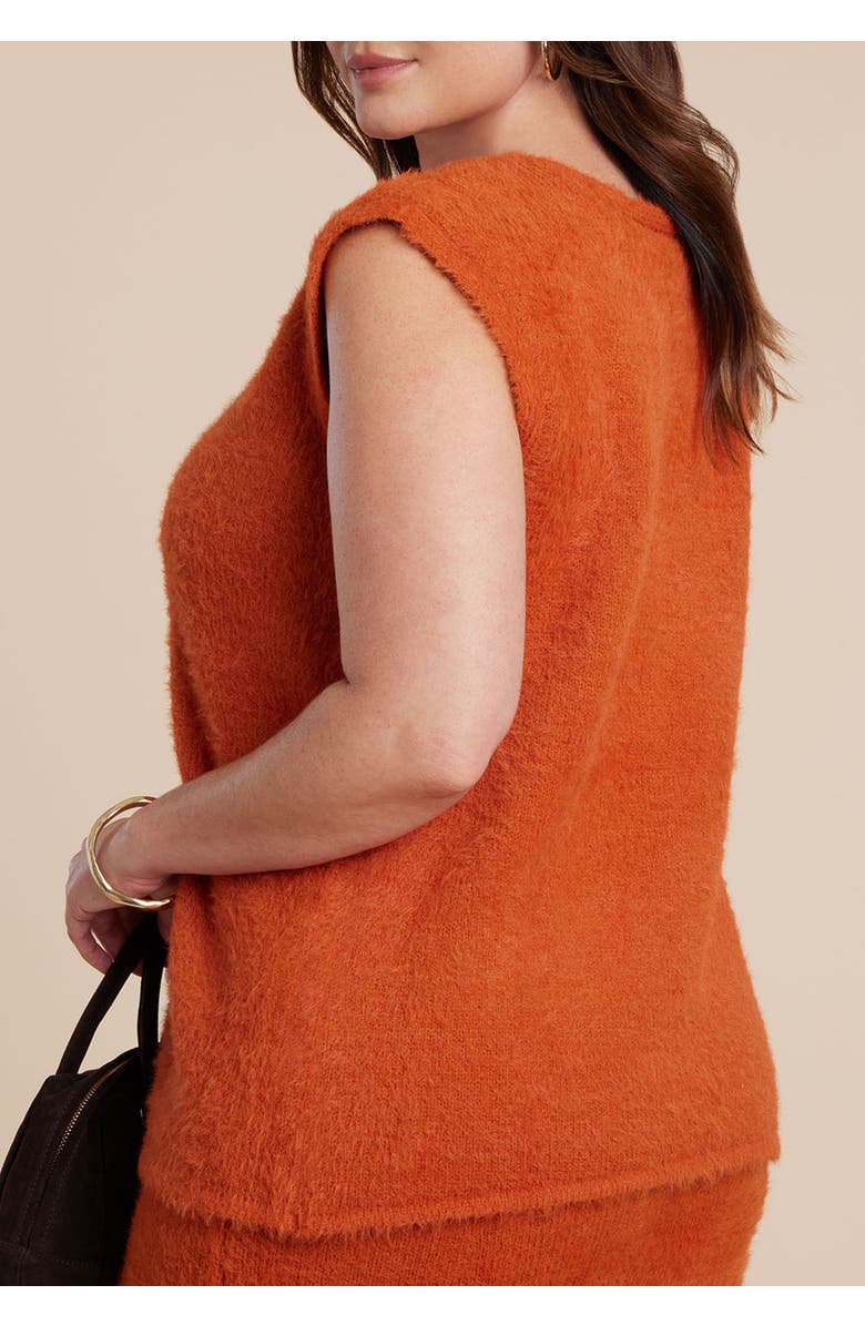 ELOQUII Fuzzy Sweater Vest, Alternate, color, Orange Bronze
