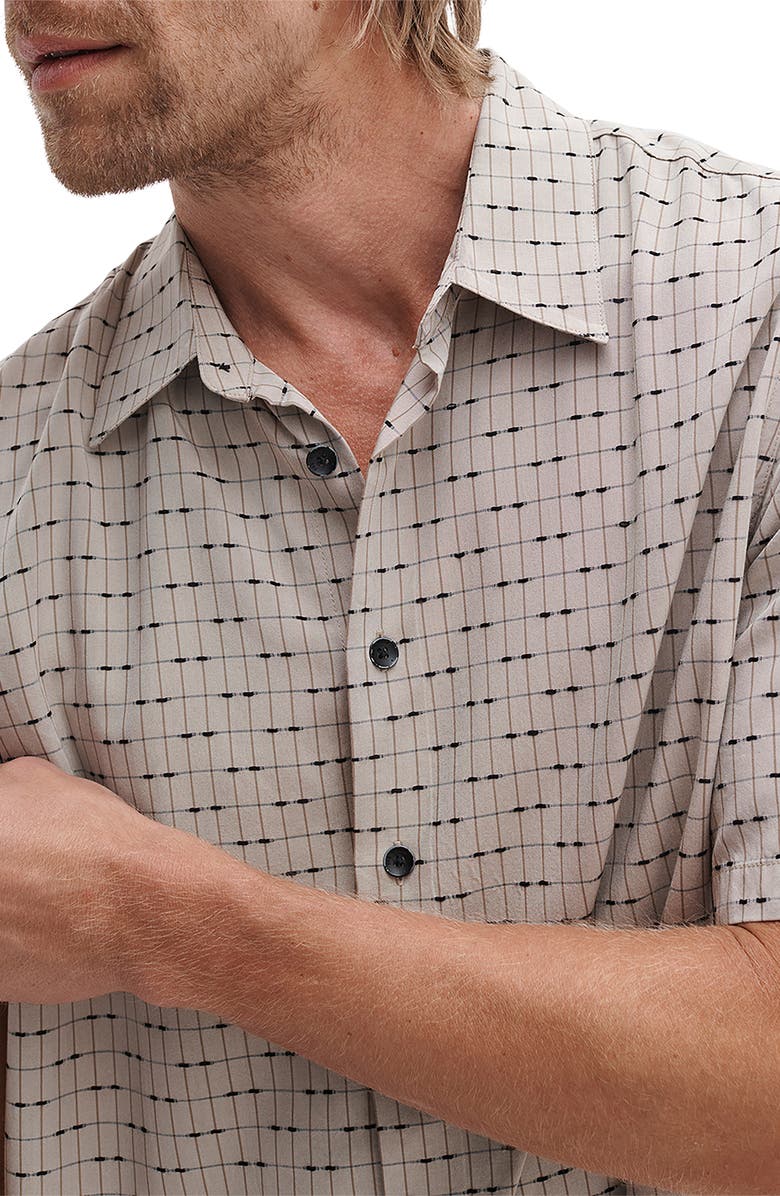 rag & bone Dalton Jacquard Short Sleeve Button-Up Shirt, Alternate, color, Pale Taupe Valentine Stripe
