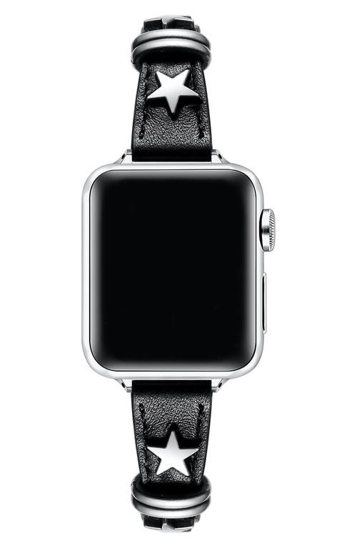 The Posh Tech Rodeo Star Leather Apple Watch® Watchband In Black