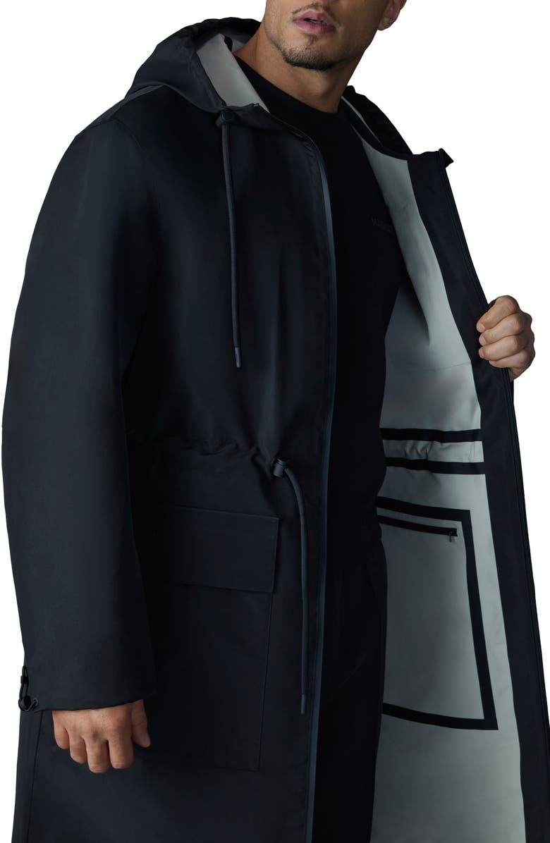 Mackage Broden-Z Long Hooded Raincoat, Alternate, color, Black-Trench