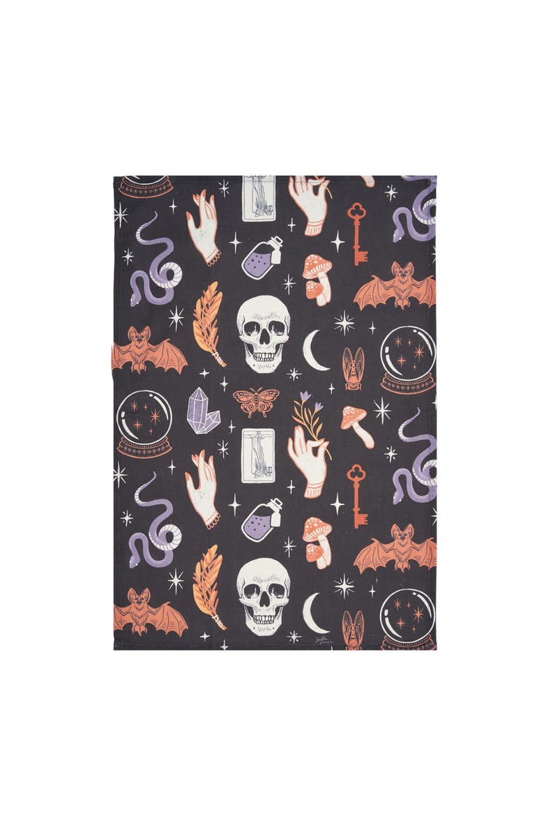 Spooky Magic Halloween Kitchen Towel, Main, color, Orange
