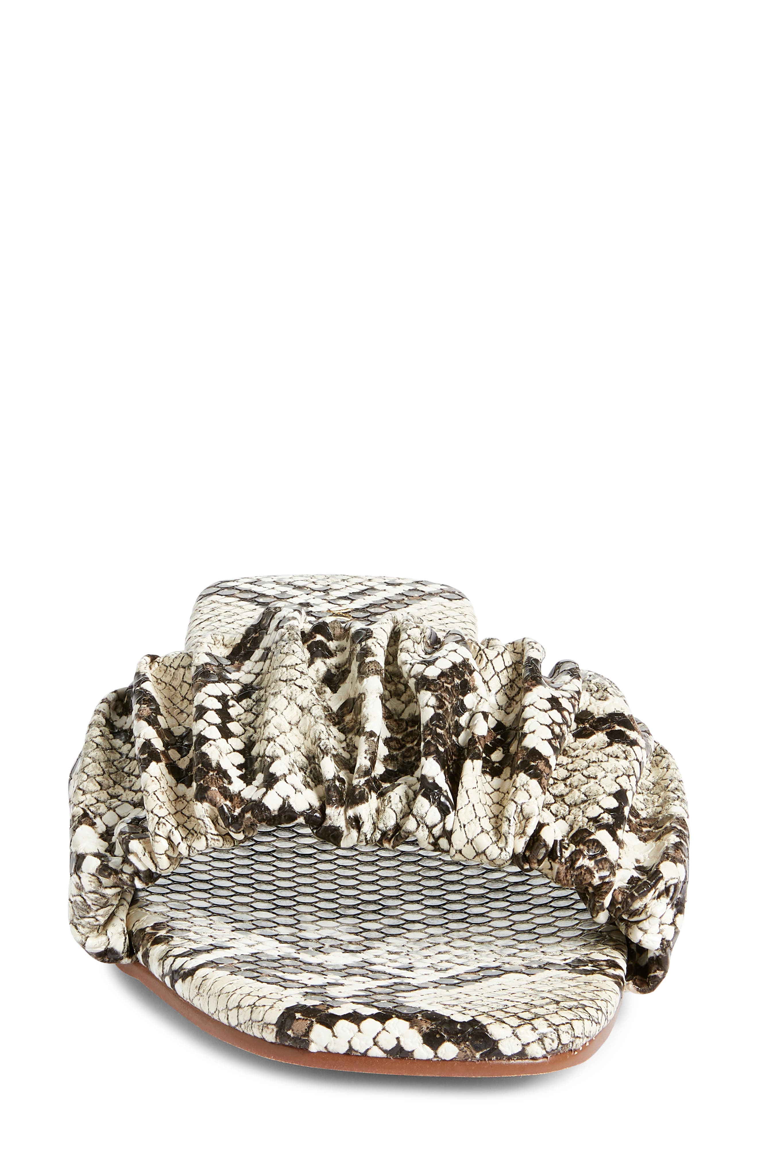 Yosi Samra Naomi Ruched Slide Sandal, Alternate, color, Natural Snake