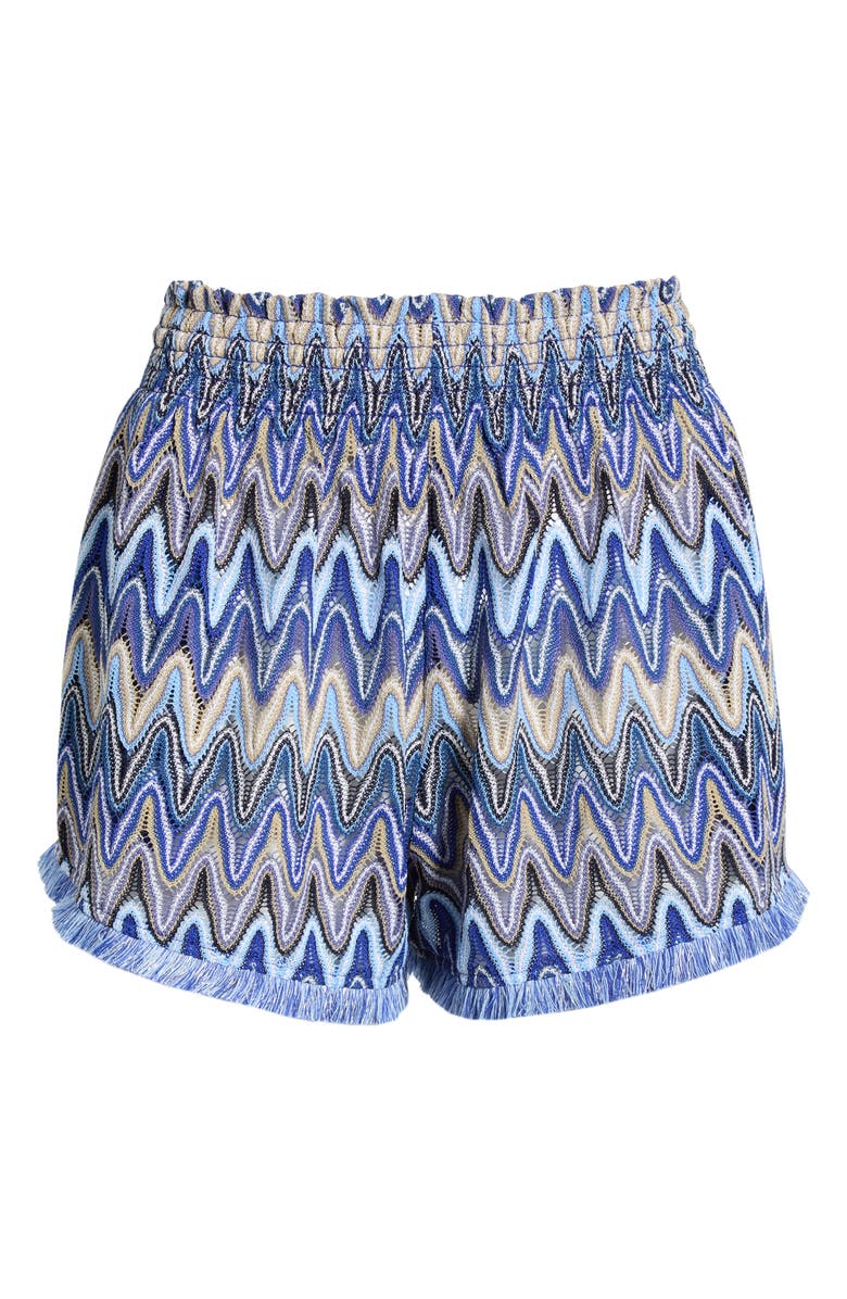 Ramy Brook Analisa Chevron Drawstring Cover-Up Shorts, Alternate, color, Ocean Zigzag