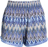 Ramy Brook Analisa Chevron Drawstring Cover-Up Shorts