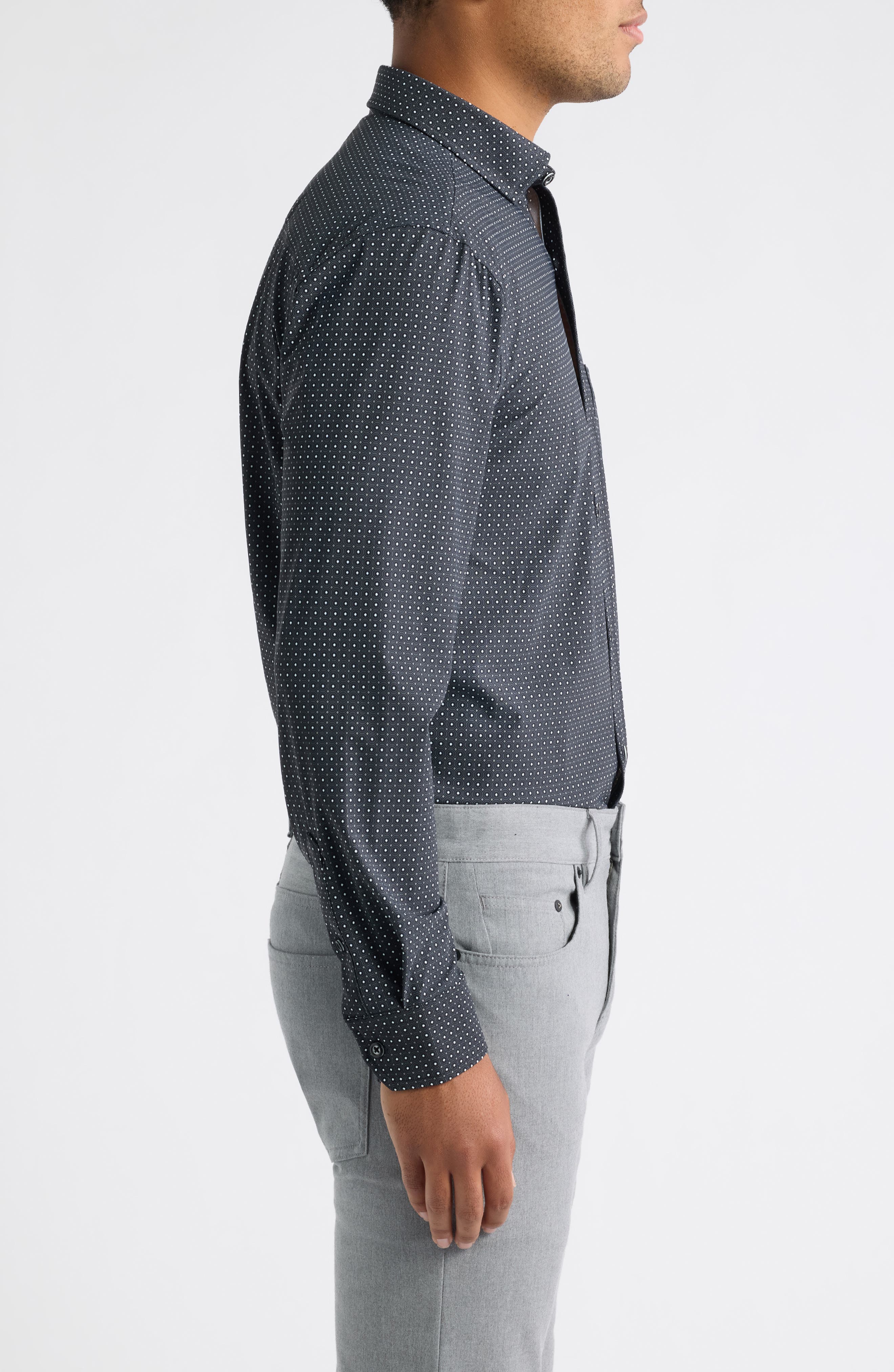 Johnston & Murphy XC+™ Motion Microdot Knit Button-Up Shirt (Men ...
