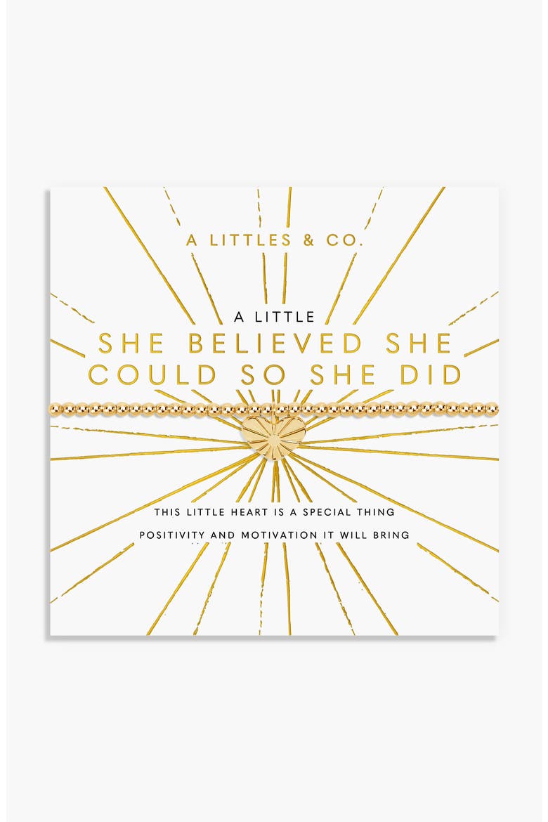 A Little 'She Believed She Could So She Did' Bracelet in Gold-Tone Plating, Main, color, Metallic Gold