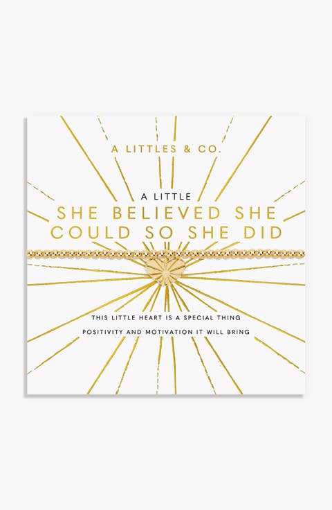 A Little 'She Believed She Could So She Did' Bracelet in Gold-Tone Plating