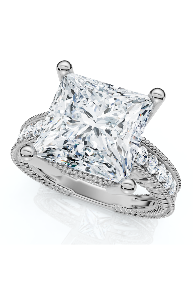 Bliss Diamond Certified 4 1/5Ct Princess Cut Diamond Vintage Engagement Ring Lab Grown, Alternate, color, 14K White Gold