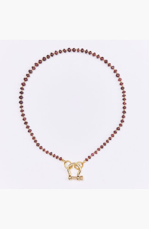 Shop Spicy Dan Ruby Red Garnet Gold Plated Necklace In Brown