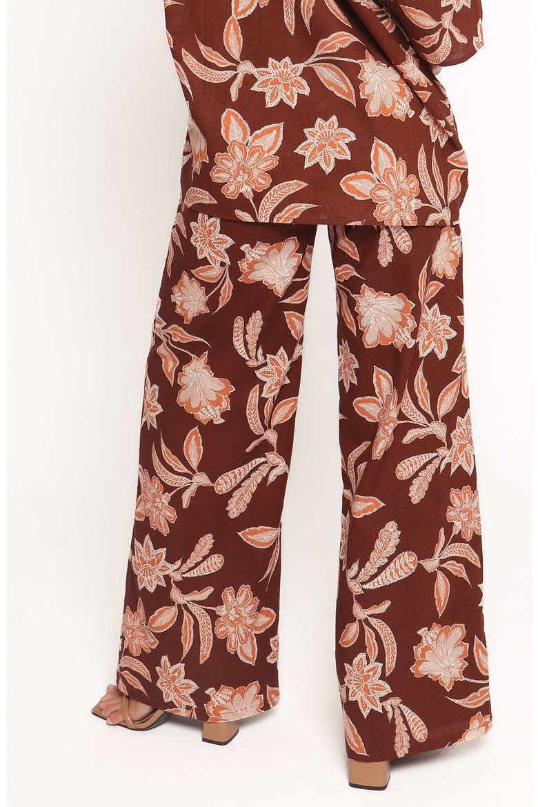 Samira Floral Cotton Blend Wide Leg Pants, Alternate, color, ORANGE FLORAL