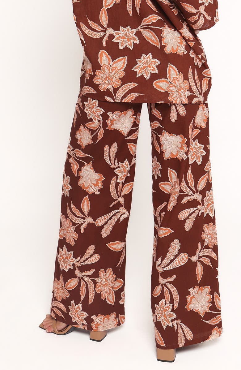 Petal & Pup Samira Floral Cotton Blend Wide Leg Pants, Alternate, color, Orange Floral