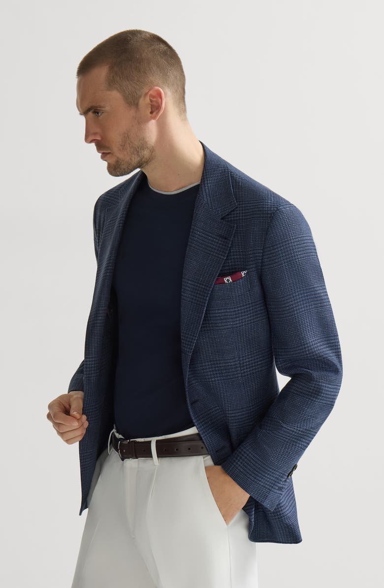 Brunello Cucinelli Prince of Wales deconstructed blazer, Alternate, color, Denim