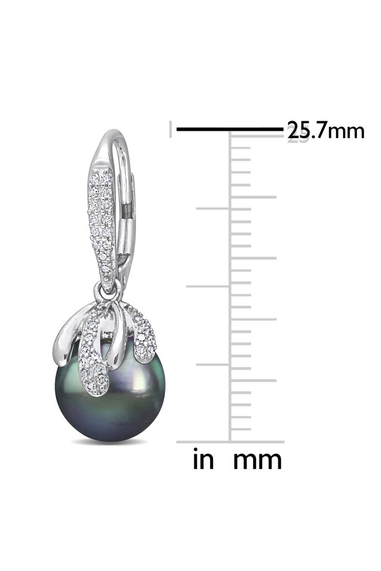 Pearl & Diamond Leverback Earrings 14k, Alternate, color, Tahitian Pearl/White Gold