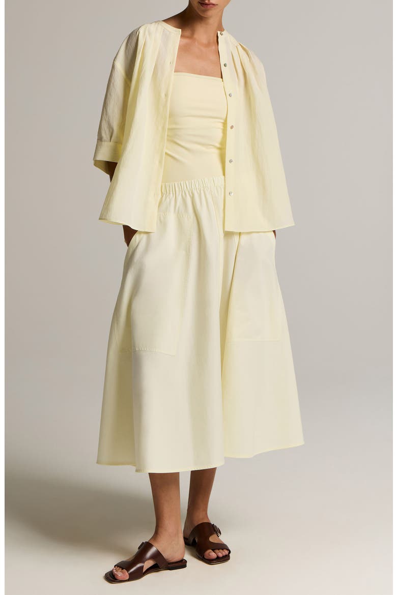 Stretch Cotton Midi Skirt, Alternate, color, SUN PETAL