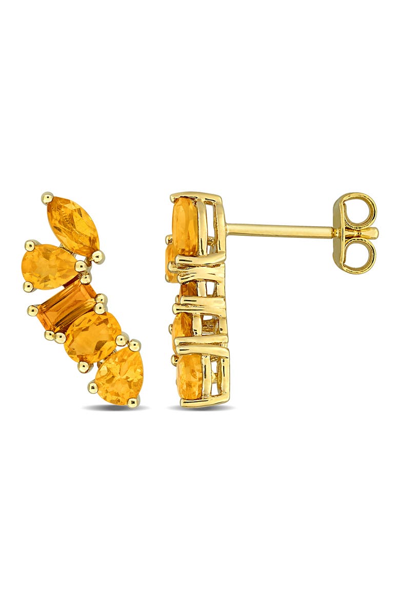 Multi-Shaped Citrine Crawler Stud Earrings, Main, color, YELLOW