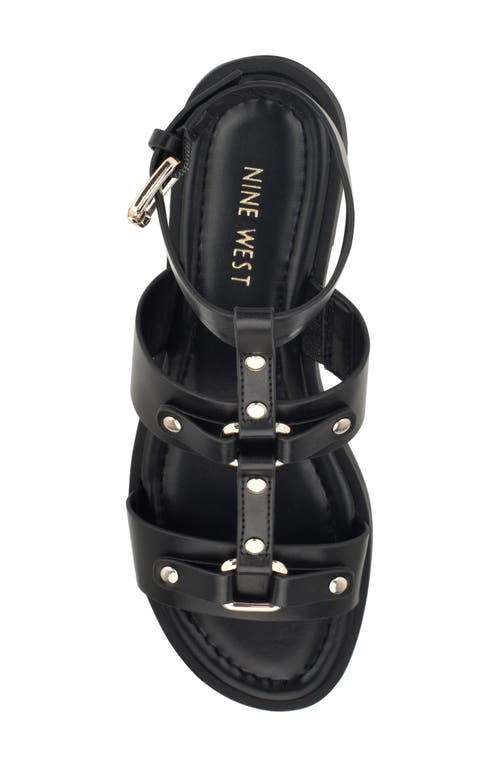 Nine West Jouise Studded Gladiator Sandal In Black 001