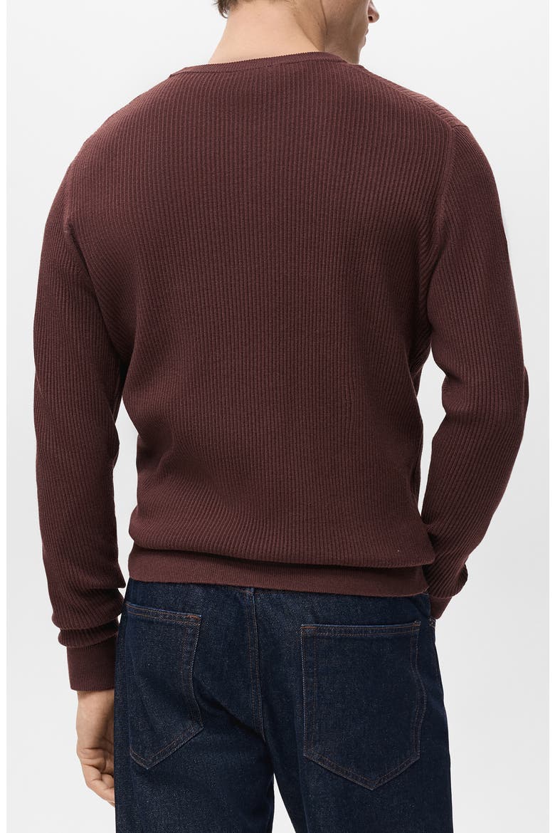 Fine Rib Cotton Blend Sweater, Alternate, color, BURGUNDY