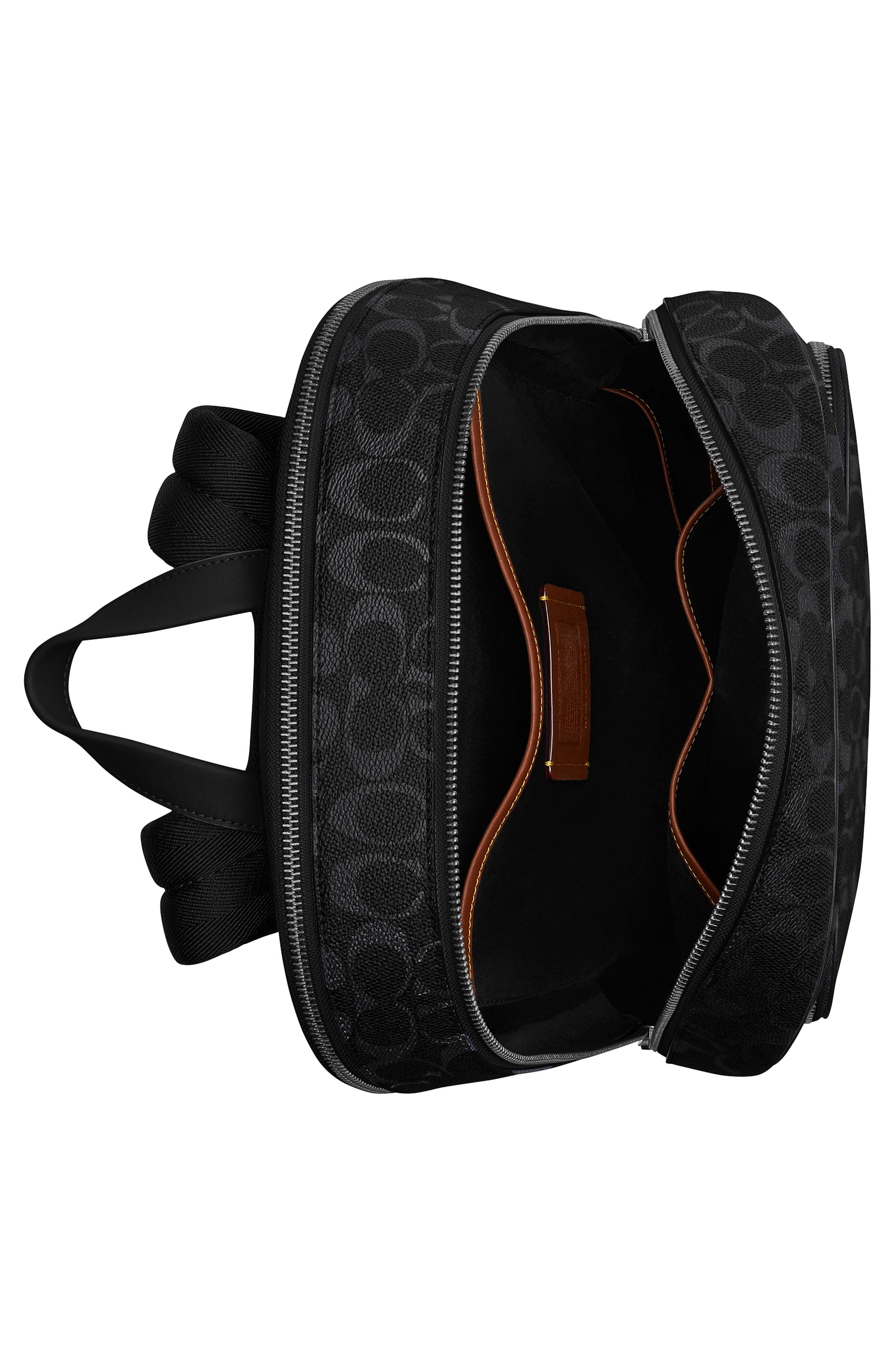 COACH Gotham Coated Canvas & Leather Backpack, Alternate, color, Black Signature