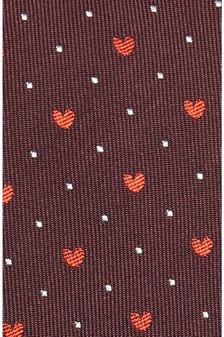 Heart Silk Tie, Alternate, color, BURGUNDY