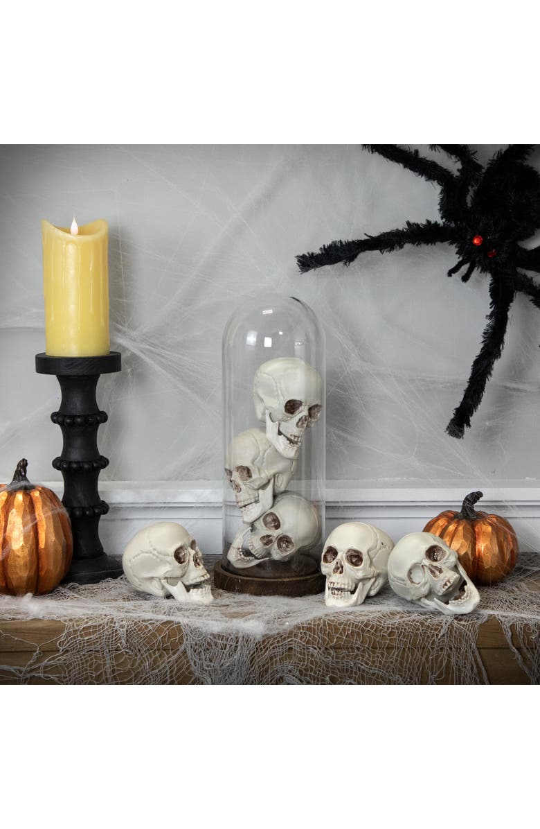 Northlight Shruken Skeleton Skulls Halloween Decorations - 4.5" - Set of 6, Alternate, color, Ivory
