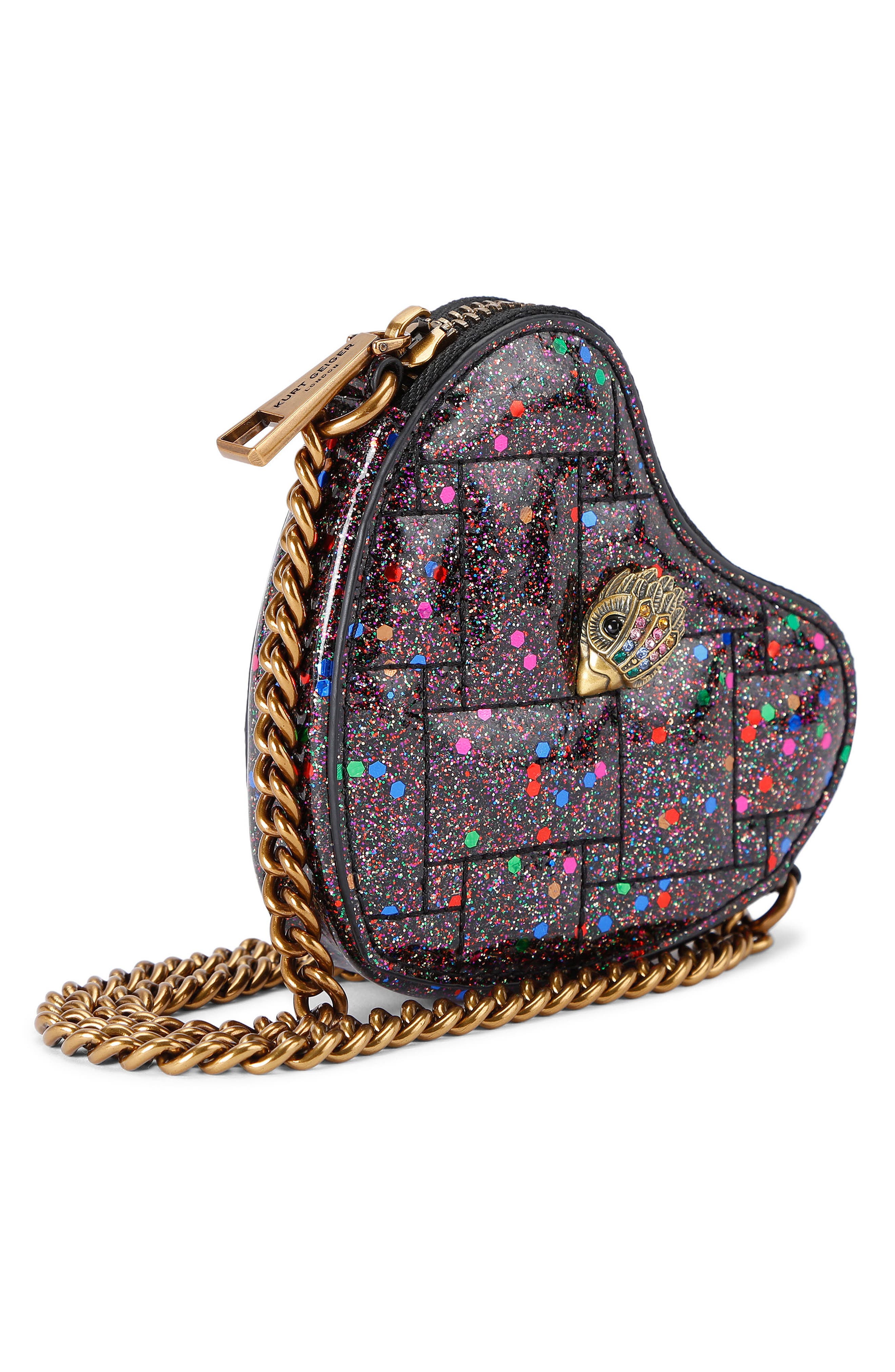 Kurt Geiger London Micro Heart Quilted Crossbody Bag, Alternate, color, 