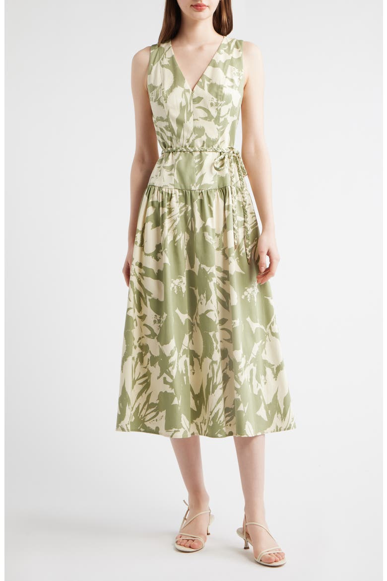 Patio Abstract Print Midi Dress, Main, color, COOL SAGE MULTI