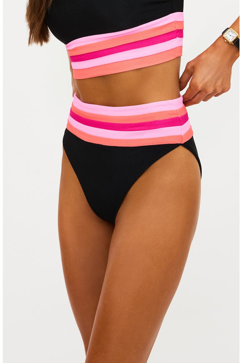 Millie Colorblock High Waist Bikini Bottoms, Alternate, color, RUBY COLORBLOCK