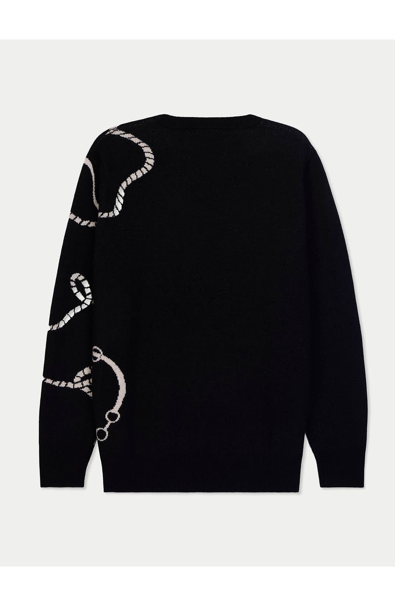 Gobi Cashmere Cashmere Horse Jacquard Sweater, Alternate, color, Black
