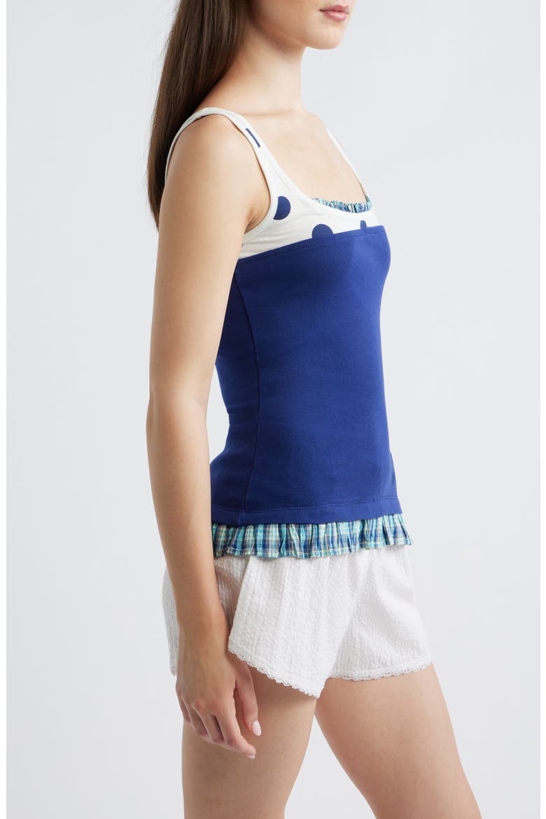 Idelle Ruffle Layered Organic Cotton Tank, Alternate, color, BLUE MULTI