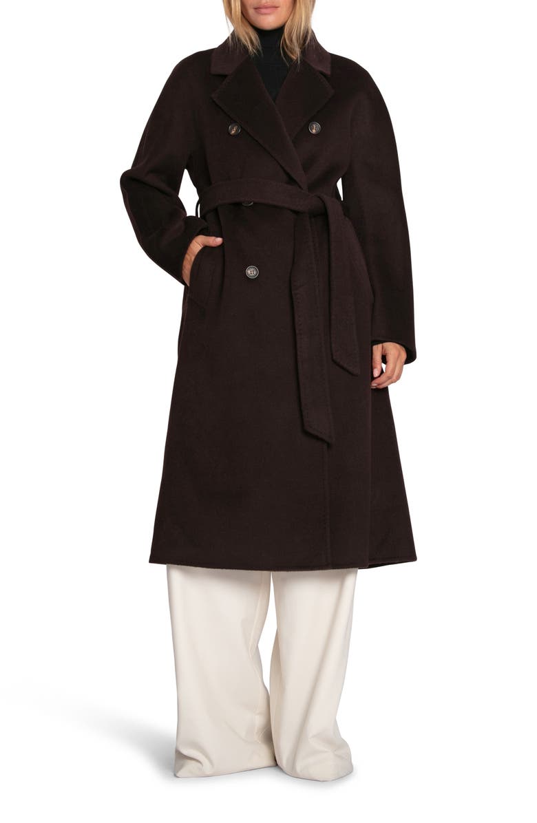 Belle & Bloom Real Love Double Breasted Maxi Coat, Alternate, color, Chocolate