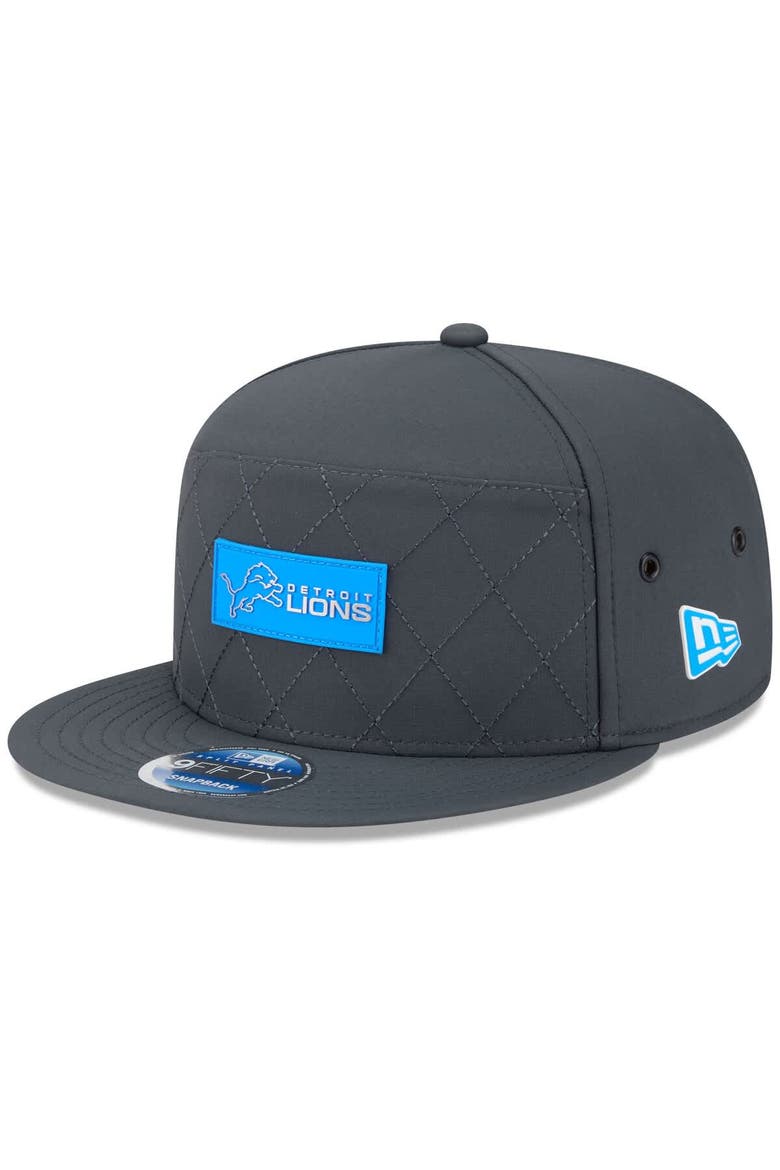 Men's New Era Charcoal Detroit Lions 2025 Sideline Cold Weather Split Panel 9FIFTY Snapback Hat, Main, color, Charcoal