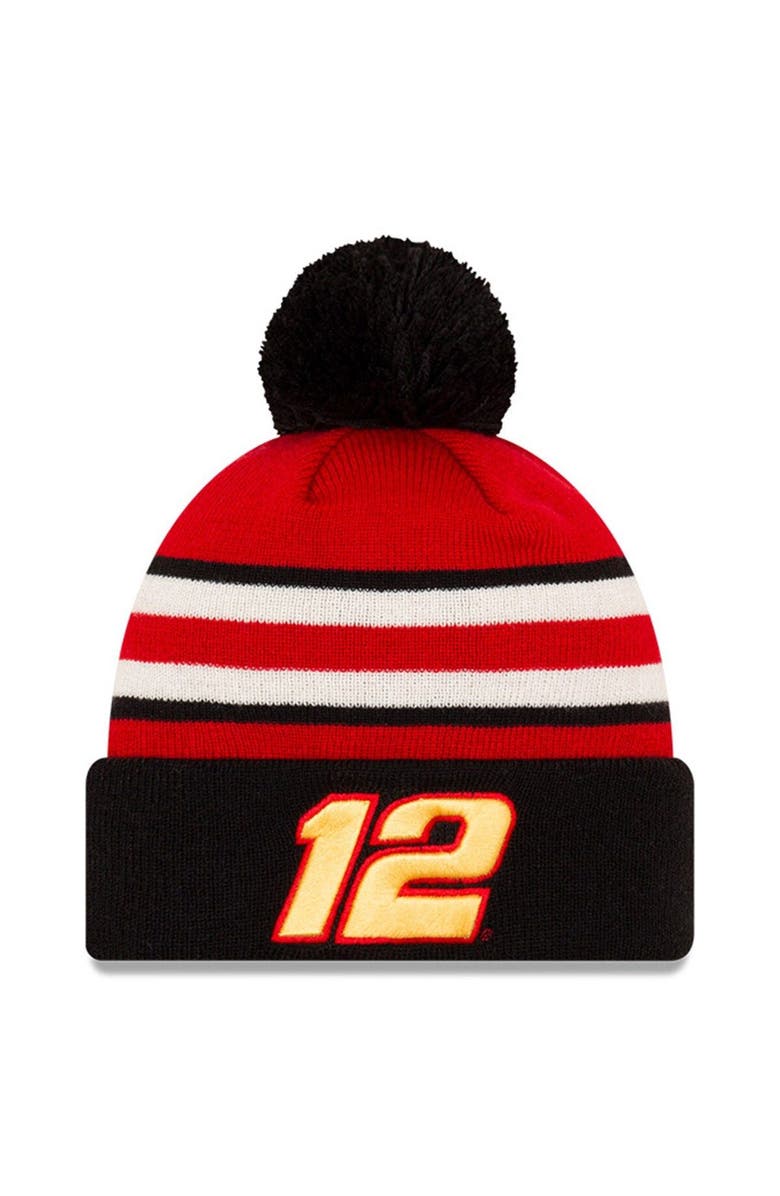 New Era Men's New Era Black/Red Ryan Blaney Advance Auto Parts Cuffed Pom Knit Beanie, Main, color,