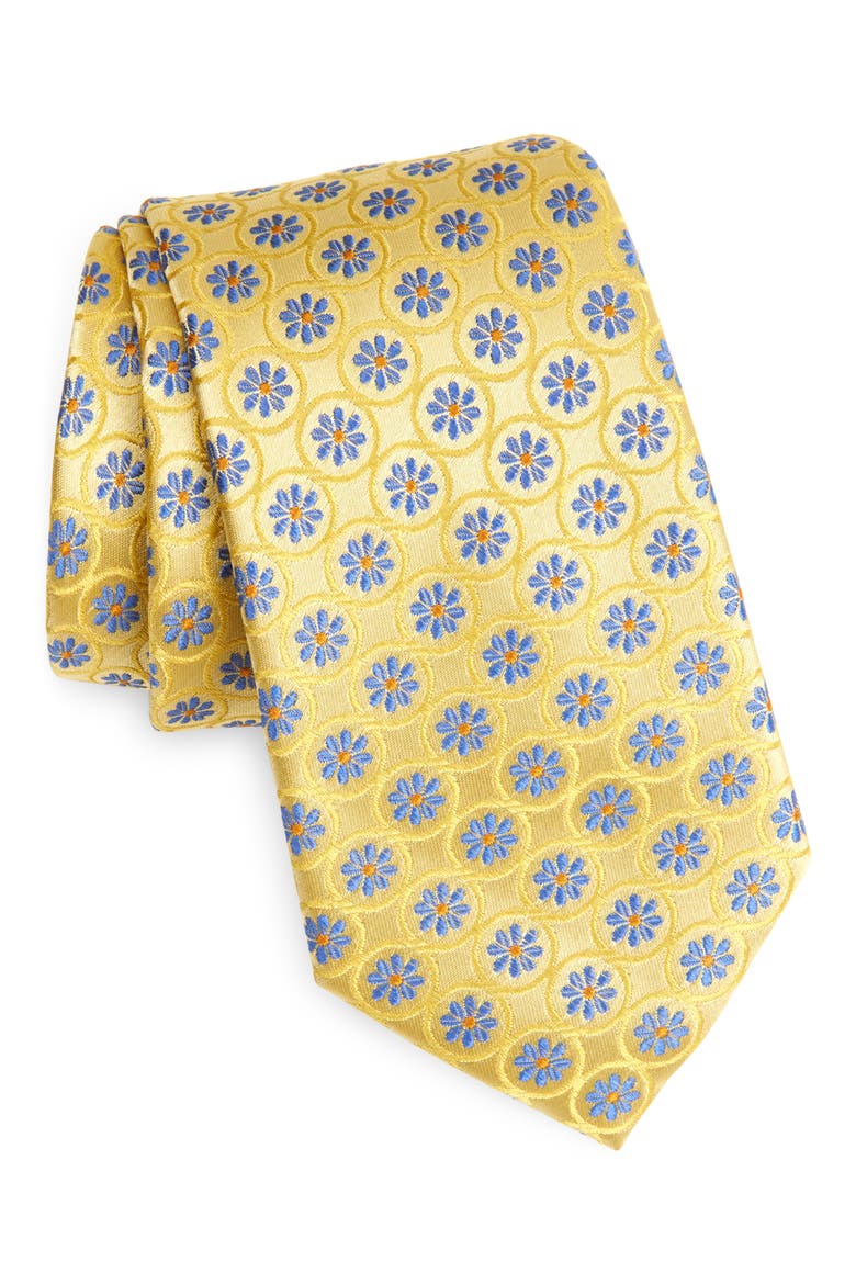 Albion Florette Silk Blend Tie, Main, color, YELLOW