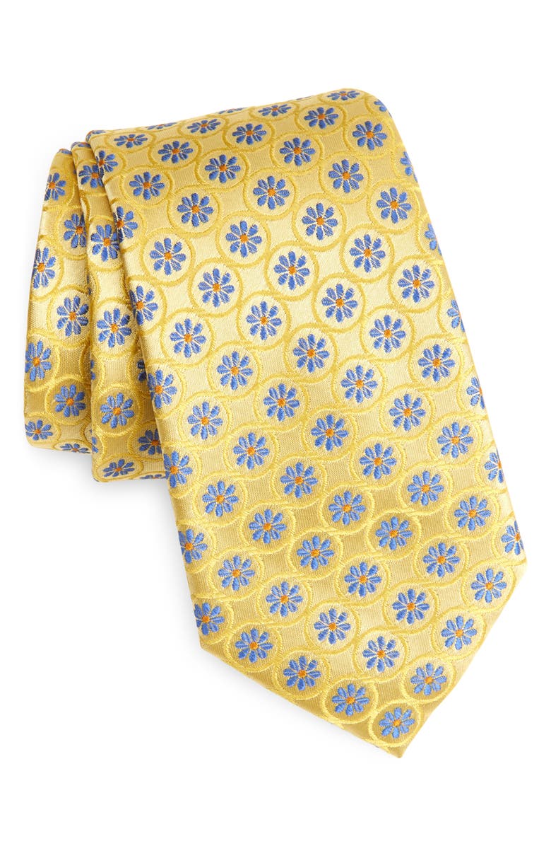 Ted Baker London Albion Florette Silk Blend Tie, Main, color, Yellow