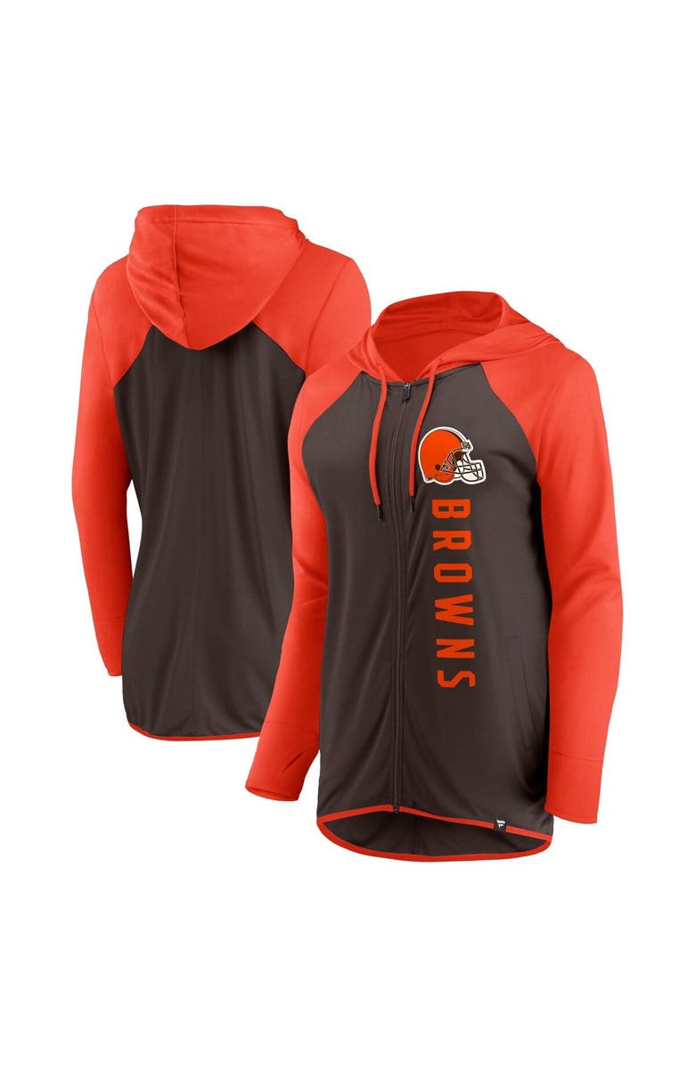 FANATICS Women's Fanatics Branded Brown/Orange Cleveland Browns Forever Fan Full-Zip Hoodie, Main, color, Brown