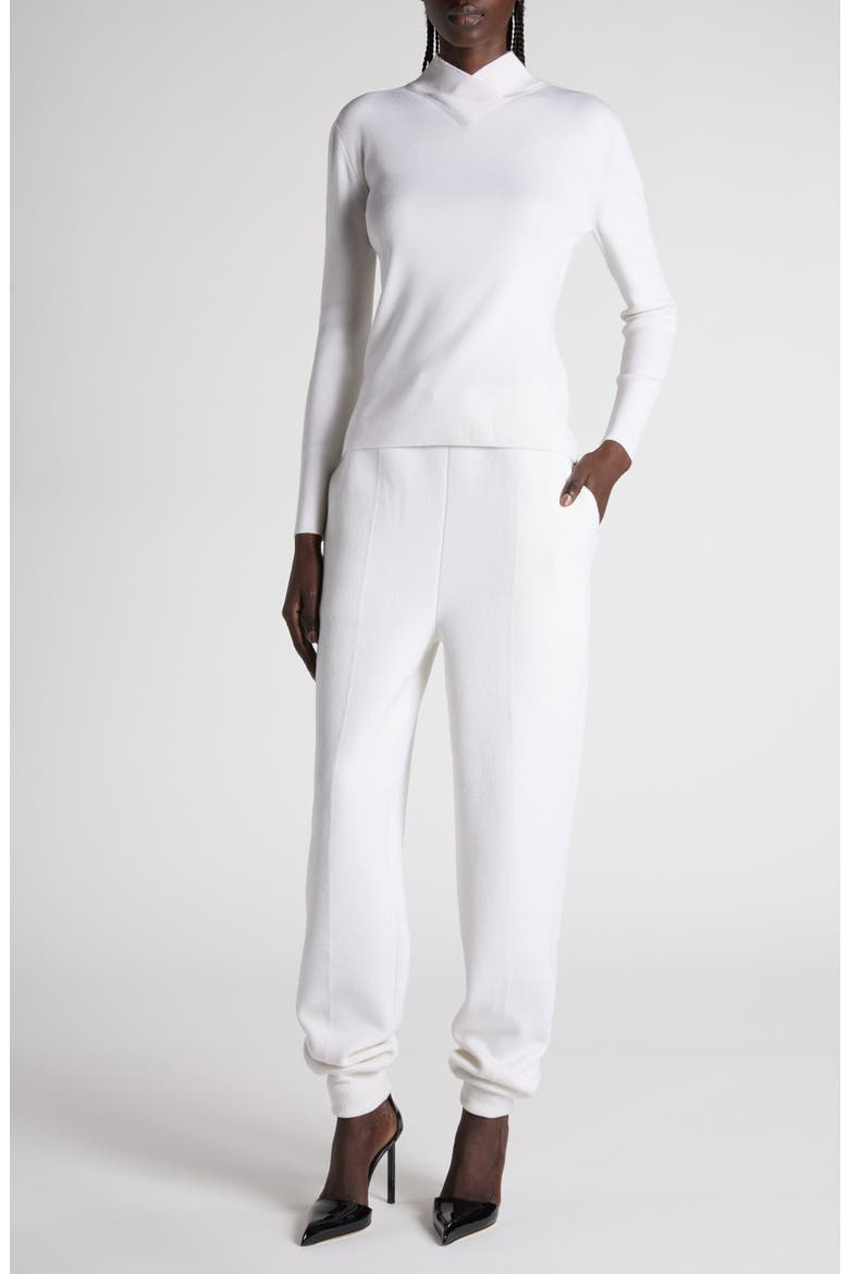 Merino Wool & Cashmere Blend Joggers, Alternate, color, OFF WHITE