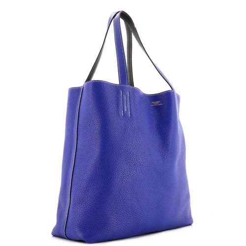 Pre-owned Hermes  Hermes Double Sens Tote Clemence 45 In Blue