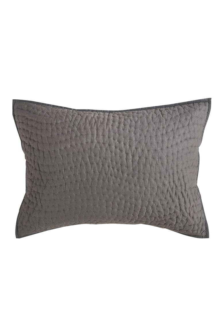 Voile Solid Cotton Quilt & Sham Set, Alternate, color, CHARCOAL