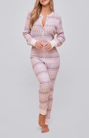 Papinelle Fair Isle Waffle Knit Pajama Jumpsuit