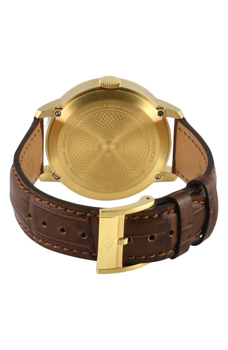 GV2 Men's Rovescio Croc Embossed Leather Strap Watch, 42mm, Alternate, color, Brown