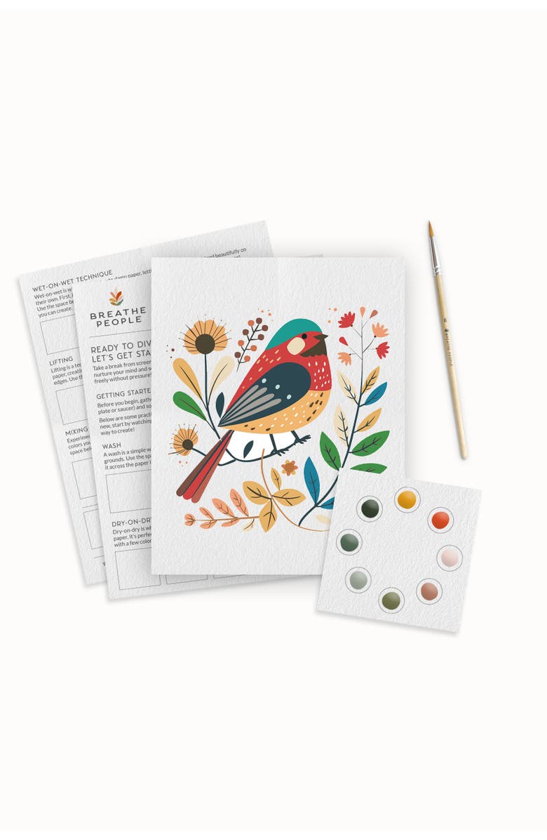 Breathe People All In One Watercolor Kits, Main, color, White Bird Garden