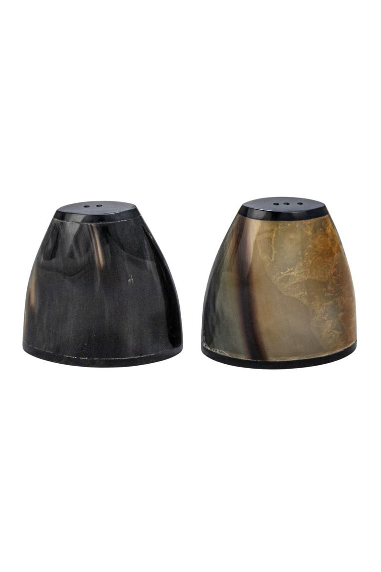 Round Horn Salt and Pepper Shakers, Black, Alternate, color, Black