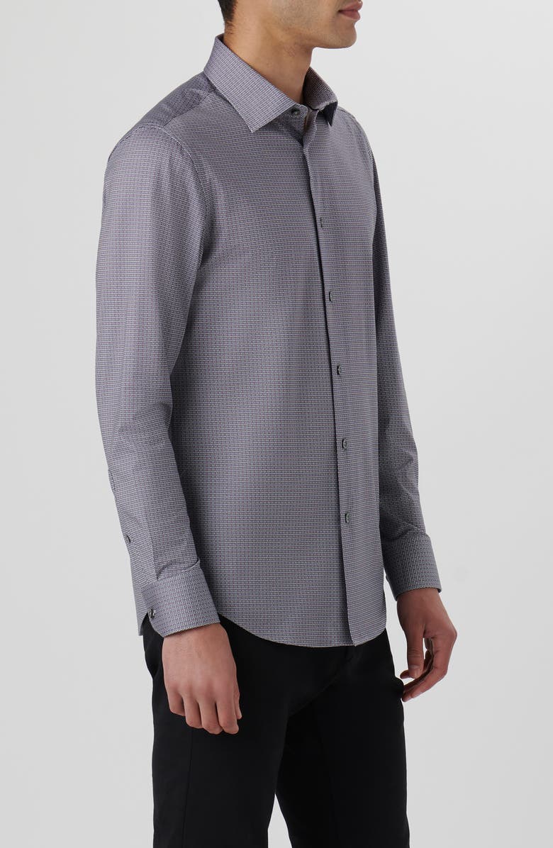 Bugatchi James OoohCotton<sup>®</sup> Geo Print Button-Up Shirt, Alternate, color, Zinc