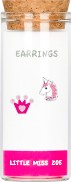 Little Miss Zoe Kids' Sterling Silver Crown Unicorn Stud Earrings in Gift Bottle