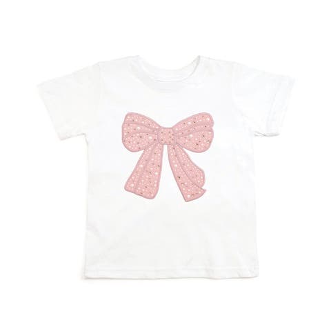 Rose Shimmer Bow Patch Short Sleeve T-shirt (toddler, Little Kid & Big Kid)