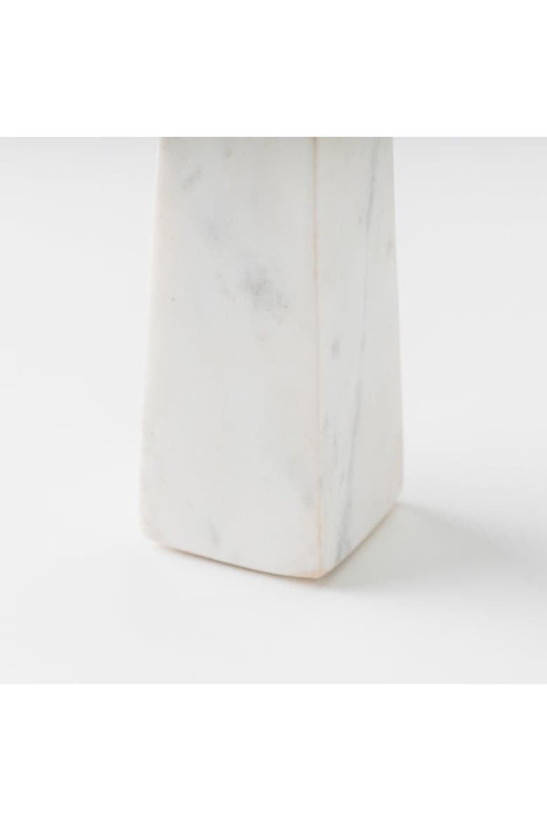 Tapered White Marble & Acacia Sculptural Candleholder, Alternate, color, White - Large