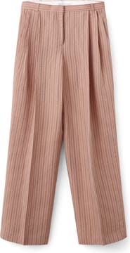 MANGO Stripe Linen Blend Suit Pants