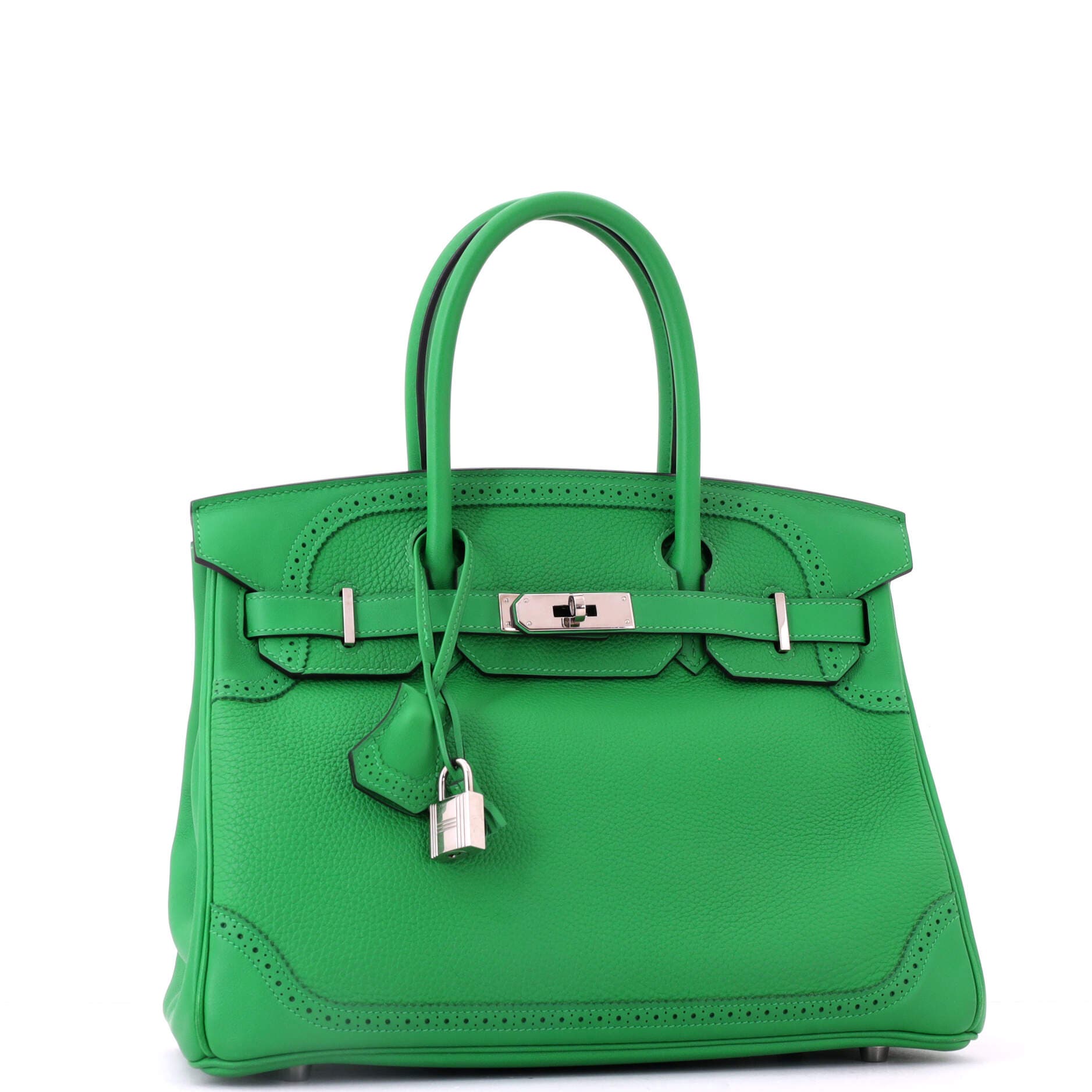 Birkin Ghillies Bag Green Togo and Swift with Palladium Hardware 30, Alternate, color, Green